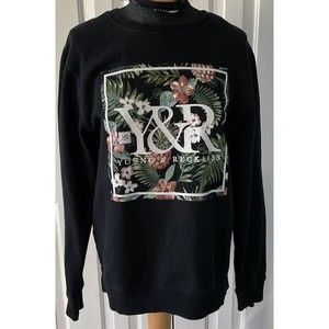 Y&R Young and Reckless Black and Floral Sweatshirt size Large